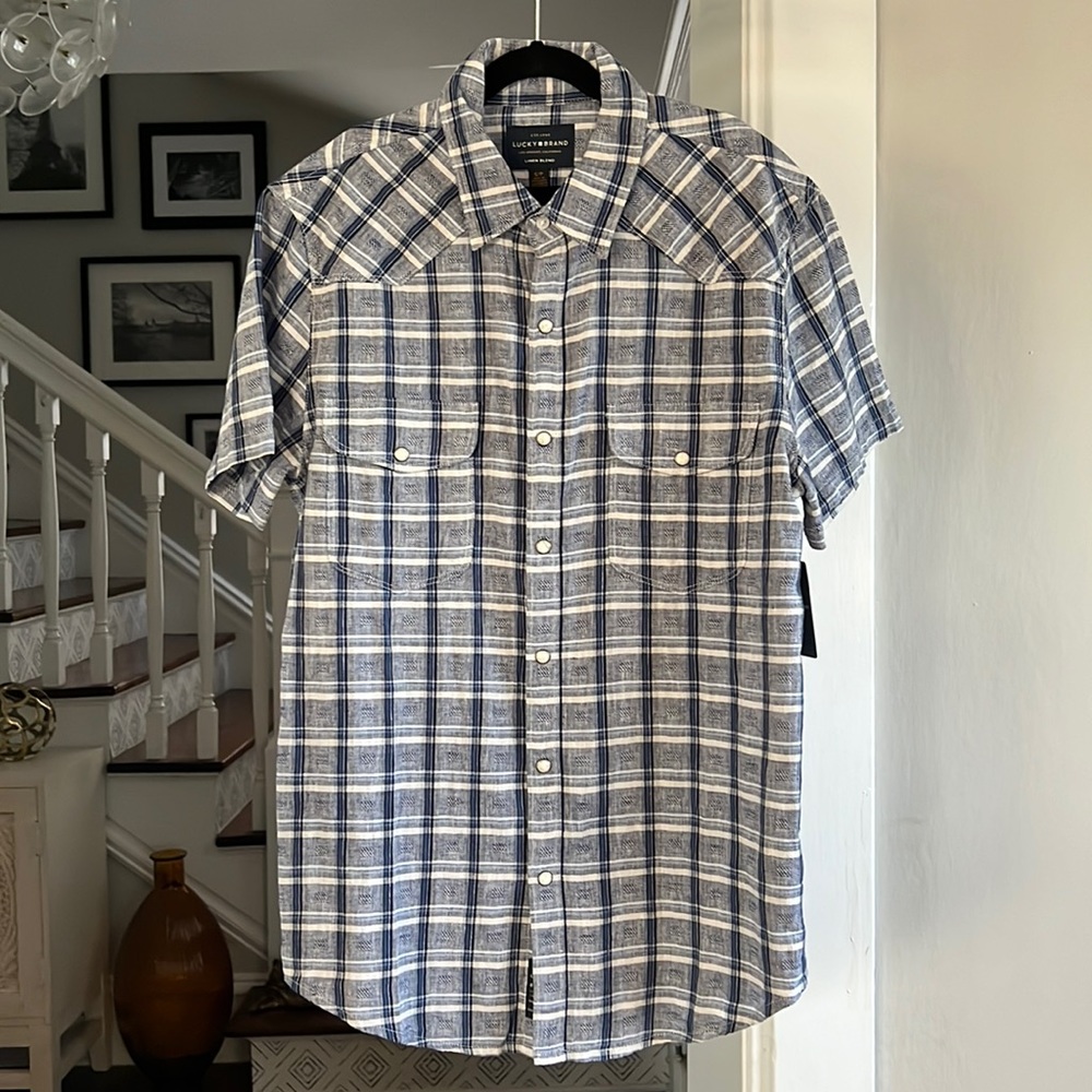 Lucky Brand- short sleeve snap button shirt